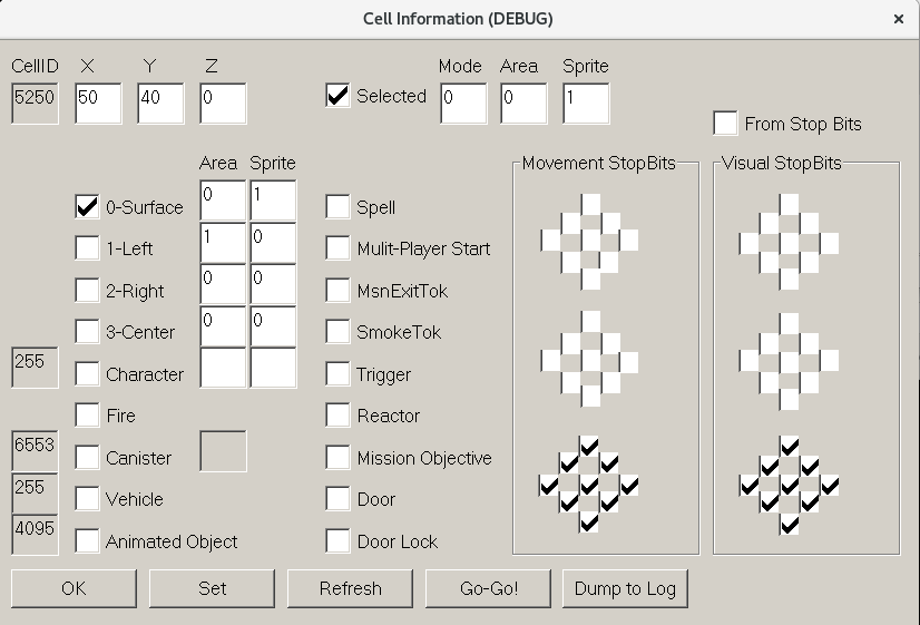 Debug screen